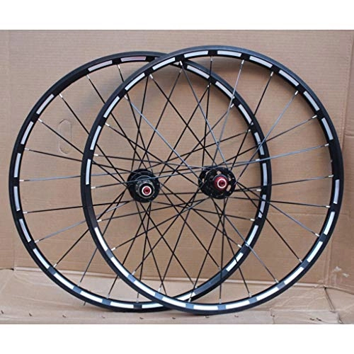 Mountain Bike Wheel : MZPWJD MTB Bike Wheel Set 26 Inch Double Wall Rim Sealed Bearing Disc / Rim Brake Quick Release For 8-10 Speed Cassette Flywheel Bicycle 24H (Color : Black)