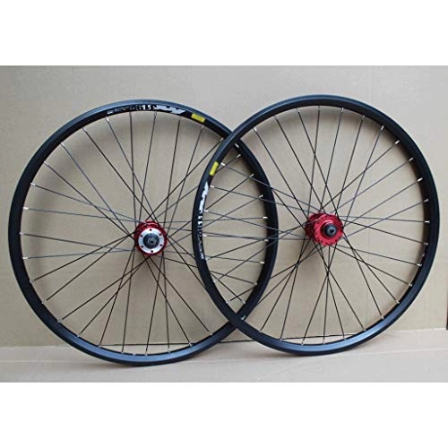 Mountain Bike Wheel : MZPWJD MTB Bike Wheelset 24 Inch Double Layer Rim Disc / Rim Brake Bicycle Wheel 8-10 Speed 32H (Color : C-black)