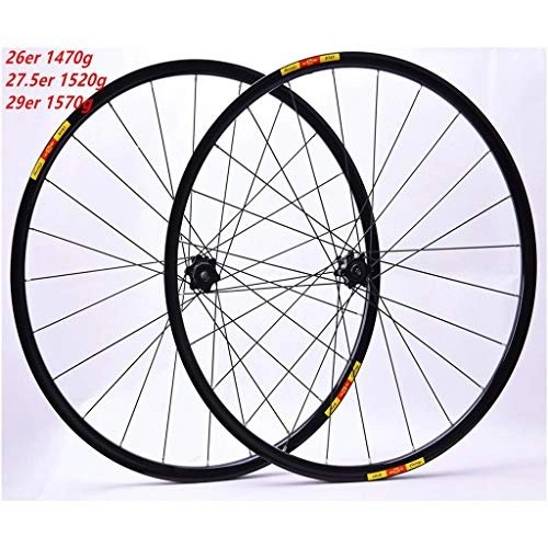 Mountain Bike Wheel : MZPWJD MTB Bike Wheelset 26" / 27.5" / 29" Disc Brake Bicycle Wheel Double Wall Alloy Rim QR 7-11 Speed Cassette Sealed Bearing 1470g (Color : Black, Size : 26")