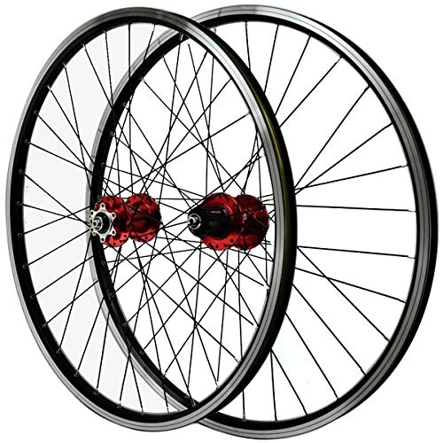 Mountain Bike Wheel : MZPWJD MTB Bike Wheelset 26" 27.5" 29" Disc Rim Brake Bicycle Cycling Wheel Double Wall Alloy Rim Quick Release 32 Spokes For 7 / 8 / 9 / 10 / 11 Speed Cassette Flywheel (Color : Red hub, Size : 27.5inch)