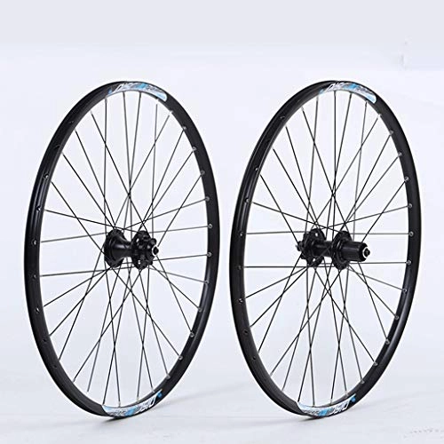 Mountain Bike Wheel : MZPWJD MTB Bike Wheelset 26" / 27.5" / 29" Double Wall Alloy Rim Disc Brake Black QR 8-10 Speed Cassette Hub Steel Spoke 32H (Color : A, Size : 26in)