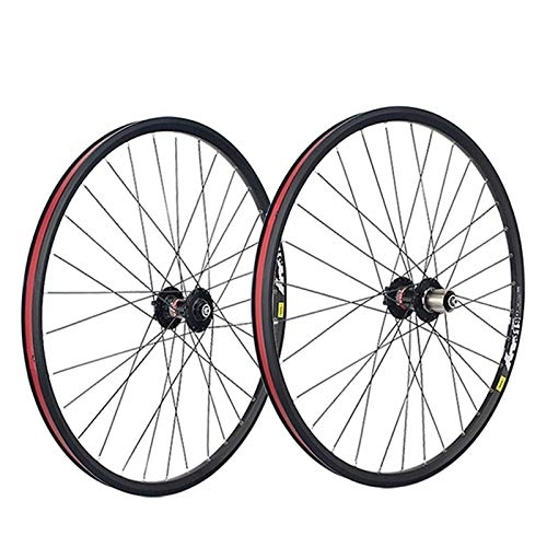 Mountain Bike Wheel : MZPWJD MTB Bike Wheelset 26 / 27.5 / 29 Inch Cycling Rim 559 Disc Brake Bicycle Wheels 32 Spoke For 7-10 Speed Cassette QR Sealed Bearings Hubs (Color : Black, Size : 26")