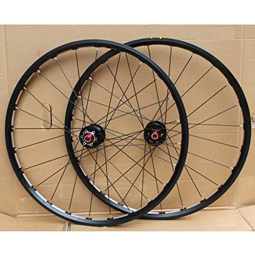 Mountain Bike Wheel : MZPWJD MTB Bike Wheelset 26 Inch CNC Double Layer Rim Disc Brake Bicycle Wheels Quick Release 8-10 Speed Cassette Flywheel 24H (Color : Black)