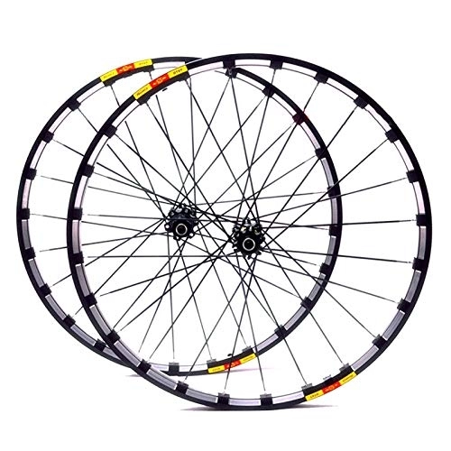 Mountain Bike Wheel : MZPWJD MTB CNC Rim 26 27.5 29 In Racing Bicycle Road Bike Wheelset 7-11 Speed Cassette Hubs QR Disc Brake Wheels Sealed Bearings 24 Hole (Color : Black hub, Size : 27.5inch)