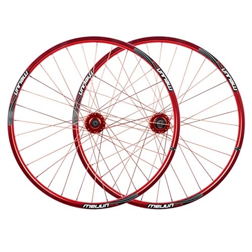 Mountain Bike Wheel : MZPWJD MTB Disc Brake Wheel Set 26 Inch Mountain Bike Bicycle Rims QR For 7 / 8 / 9 / 10 Speed Cassette 32 Spoke (Color : Red, Size : 26")