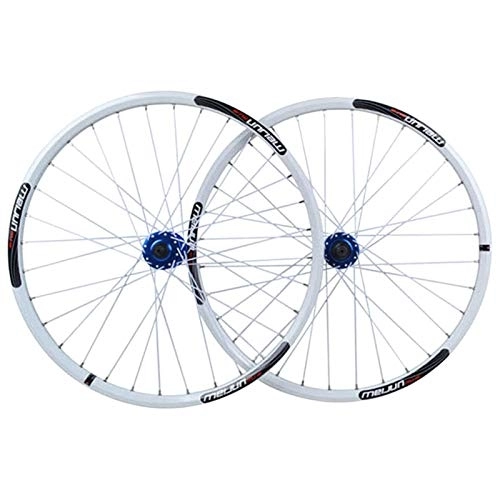 Mountain Bike Wheel : MZPWJD MTB Disc Brake Wheel Set 26 Inch Mountain Bike Bicycle Rims QR For 7 / 8 / 9 / 10 Speed Cassette 32 Spoke (Color : White, Size : 26")