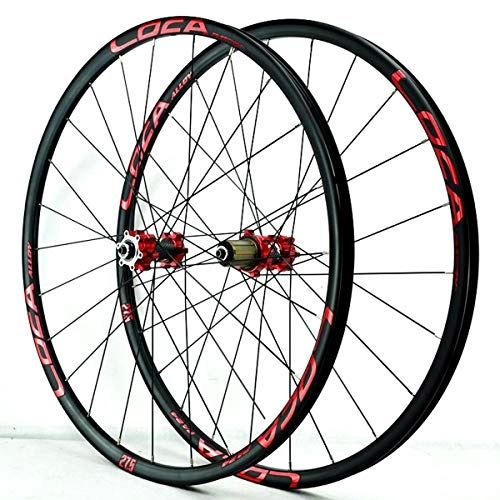 Mountain Bike Wheel : MZPWJD MTB Mountain Bike Wheels 26 27.5 29 Inch Ultralight CNC Rim Disc Brake Bicycle Wheelset QR 7 8 9 10 11 12 Speed Cassette Flywheel 24H 1700g (Color : A-Red, Size : 27.5inch)