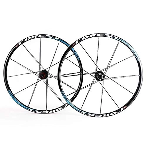 Mountain Bike Wheel : MZPWJD MTB Rim 26 / 27.5inch Mountain Bike Wheelset, Double Wall 24H Disc Brake Quick Release Compatible 7 8 9 10 11Speed (Color : Blue, Size : 27.5inch)