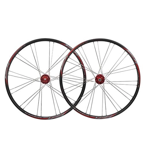 Mountain Bike Wheel : MZPWJD MTB Wheel Set 26" Bike Wheel Double Wall Alloy Rim Tires 1.75-2.1" Disc Brake 7-11 Speed Palin Hub Quick Release (Color : Black)