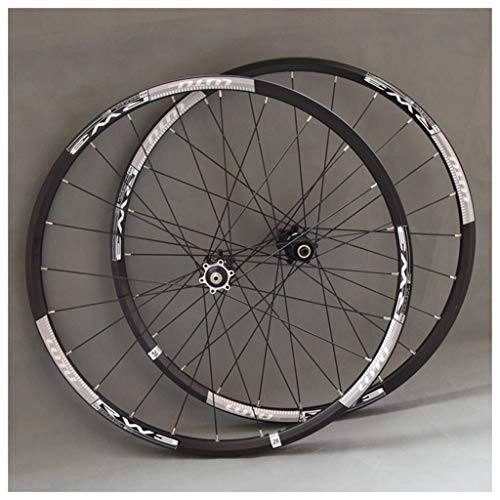 Mountain Bike Wheel : MZPWJD MTB Wheelset For Mountain Bike 26 27.5 29 In Double Layer Alloy Rim Sealed Bearing 7-11 Speed Cassette Hub Disc Brake QR 24H (Color : Black Hub, Size : 26inch)