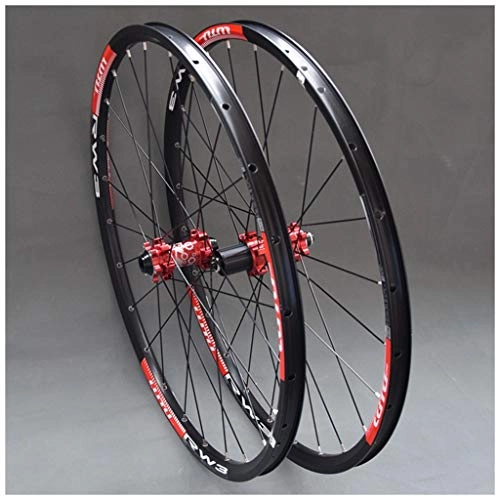 Mountain Bike Wheel : MZPWJD MTB Wheelset For Mountain Bike 26 27.5 29 In Double Layer Alloy Rim Sealed Bearing 7-11 Speed Cassette Hub Disc Brake QR 24H (Color : Red Hub, Size : 27.5inch)