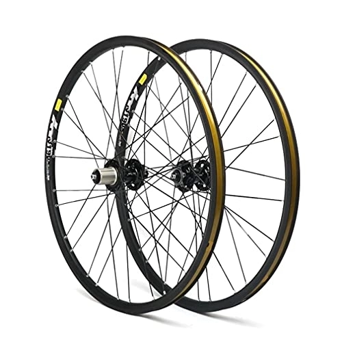 Mountain Bike Wheel : MZPWJD Rims 26 / 27.5" Mountain Bike Wheelset Flat Spokes Bicycle Rim MTB Disc Brake Quick Release Wheels 28H Hub For 7 / 8 / 9 / 10 / 11 Speed Cassette Flywheel 1980g (Color : Black A, Size : 27.5'')