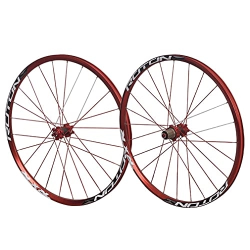 Mountain Bike Wheel : MZPWJD Rims 27.5" Mountain Bike Wheelset 24H Flat Spokes Bicycle Rim MTB Disc Brake Wheels Quick Release Hub For 7 / 8 / 9 / 10 / 11 Speed Cassette Flywheel 1829g (Color : Red)