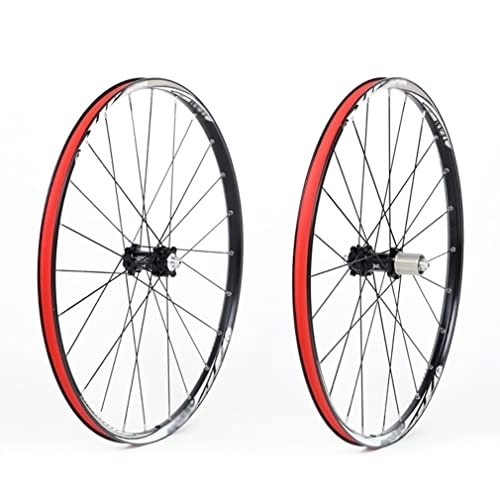 Mountain Bike Wheel : MZPWJD Rims Mountain Bike Disc Brake Wheelset 26 / 27.5" Bicycle Rim MTB Quick Release Wheels Flat Spokes 24H Hub For 7 / 8 / 9 / 10 / 11 Speed Cassette Flywheel 1900g (Color : Gold, Size : 27.5'')