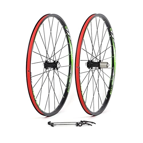 Mountain Bike Wheel : MZPWJD Rims Mountain Bike Disc Brake Wheelset 26 / 27.5" Bicycle Rim MTB Quick Release Wheels Flat Spokes 24H Hub For 7 / 8 / 9 / 10 / 11 Speed Cassette Flywheel 1900g (Color : Green, Size : 27.5'')
