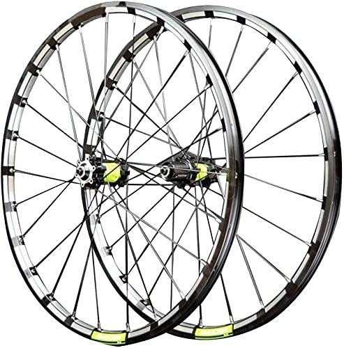 Mountain Bike Wheel : MZPWJD Rims Mountain Bike Wheelset 26" 27.5" 29" Bicycle Rim MTB Disc Brake Wheels Quick Release 24 Holes Cassette Hub For 7 / 8 / 9 / 10 / 11 / 12 Speed 1750g (Color : Green, Size : 27.5 inch)