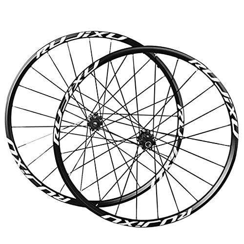 Mountain Bike Wheel : MZPWJD Rims Mountain Bike Wheelset 26 / 27.5 / 29 Inch Carbon Hub 24H Rim Flat Spokes Disc Brake Thru Axle MTB Bicycle Wheels Fit 7-11 Speed Cassette 1590g (Color : Black, Size : 26 in)