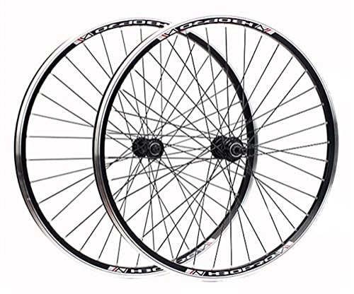Mountain Bike Wheel : MZPWJD Rims Mountain Bike Wheelset 700C 26inch Rim V Brake Wheels Quick Release Hub For 6 / 7 / 8s Rotary Flywheel (Color : Black hub, Size : 26inch)