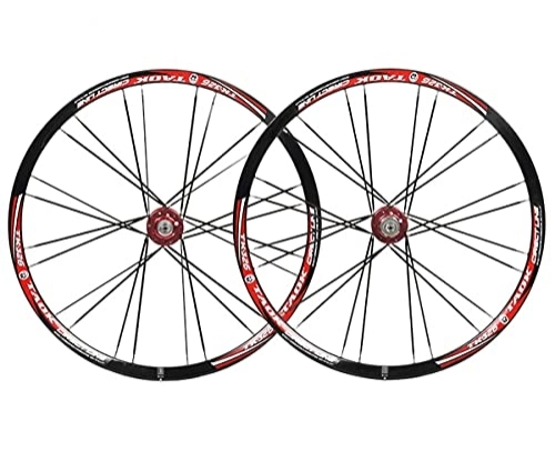 Mountain Bike Wheel : MZPWJD Rims Mountain Bike Wheelset Disc Brake MTB Quick Release Wheels 26" Bicycle Rim 24H Straight Pull Flat Spokes QR Hub For 7 / 8 / 9 / 10 Speed Cassette 2415g (Color : Red A, Size : 26inch)