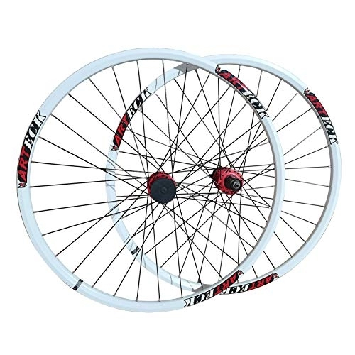 Mountain Bike Wheel : MZPWJD Rims Mtb Bike Wheelset 26 Inch Disc Brake Bicycle Wheels Double Layer Alloy Rim Quick Release Hubs For 7 / 8 / 9 / 10 / 11 Speed Cassette (Color : White, Size : 26")