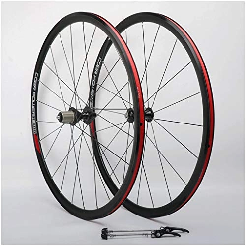 Mountain Bike Wheel : MZPWJD Road Bike Wheelset 700C Double Wall Alloy Rim 30mm Bicycle Wheel CX V / C Brake Sealed Bearing QR for Card hub 8-11 Speed 1780g (Color : Black)