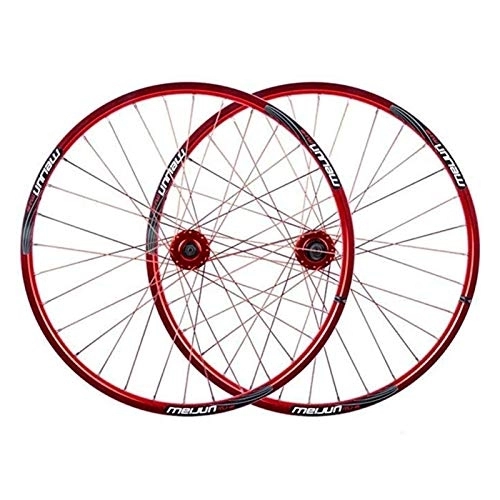 Mountain Bike Wheel : MZPWJD Wheel Mountain Bike 26" MTB Bicycle WheelSet Disc Brake Compatible 7 8 9 10 Speed Double Wall Alloy Rim 32H (Color : Red)