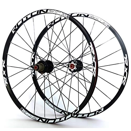 Mountain Bike Wheel : MZPWJD Wheelset 26 27.5 29er Mountain Bike Wheels Front And Rear Bicycle Double Wall Alloy Rim 7 Palin Bearing Disc Brake QR 1790g 7-11 Speed Card Type Hubs 24H (Color : A-Black, Size : 27.5in)