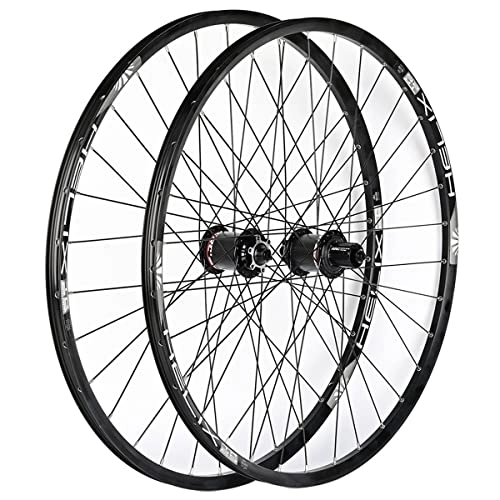 Mountain Bike Wheel : NEZIAN 26" 27.5 Inch 29er MTB Bike Wheelset Mountain Bicycle Wheel Set Aluminum Alloy With QR Disc Brake Presta Valve Fits 8 9 10 11 Speed (Color : Black, Size : 29INCH)