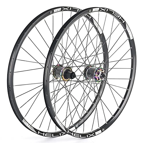 Mountain Bike Wheel : NEZIAN 26" 27.5 Inch 29er MTB Bike Wheelset Mountain Bicycle Wheel Set Aluminum Alloy With QR Disc Brake Presta Valve Fits 8 9 10 11 Speed (Color : Colored, Size : 27.5INCH)