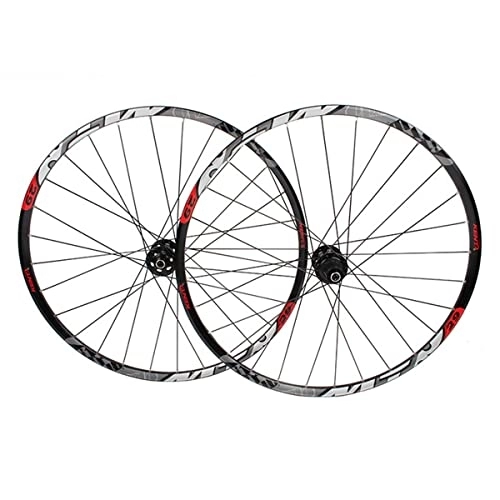 Mountain Bike Wheel : NEZIAN 29 Inch Bicycle Wheelset Mountain Bike Wheel Set Barrel Shaft / Quick Release Disc Brake 28 Holes Aluminum Alloy Rim For 7-11 Speed (Color : Black)