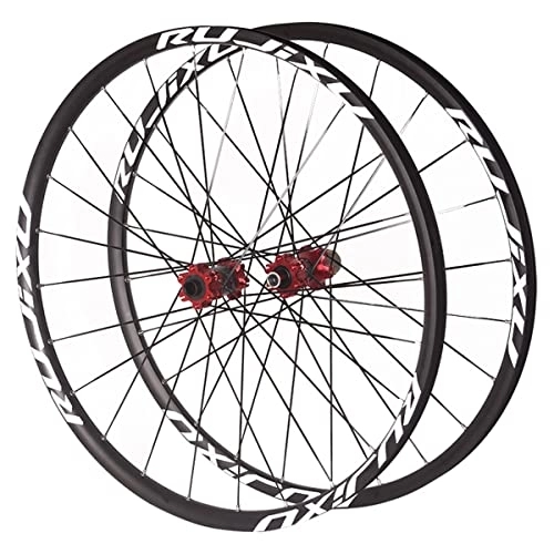 Mountain Bike Wheel : NEZIAN Mountain Bike Wheelset 26 27.5 29 Inch Aluminum Alloy Rim 24H Disc Brake MTB Wheelset Front Rear Wheels Fit 8-11 Speed (Color : Red, Size : 27 INCH)