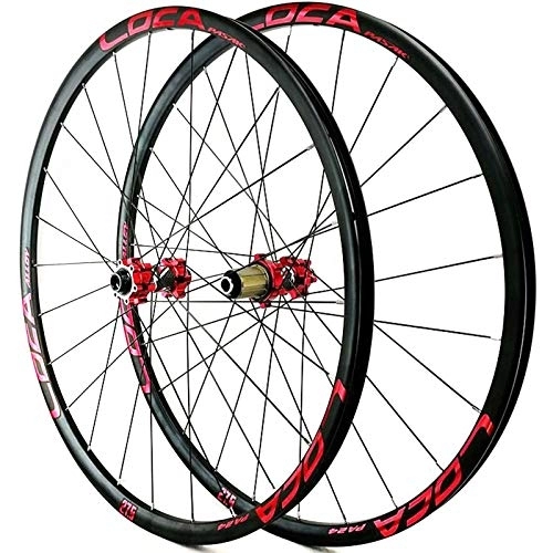 Mountain Bike Wheel : Oksmsa 26 / 27.5 / 29in MTB Bicycle Wheelset Hybrid Mountain Bike Wheels Rim Disc Brake Front & Rear Wheel Thru axle 8 / 9 / 10 / 11 / 12 Speed 24H (Color : Red, Size : 29in)