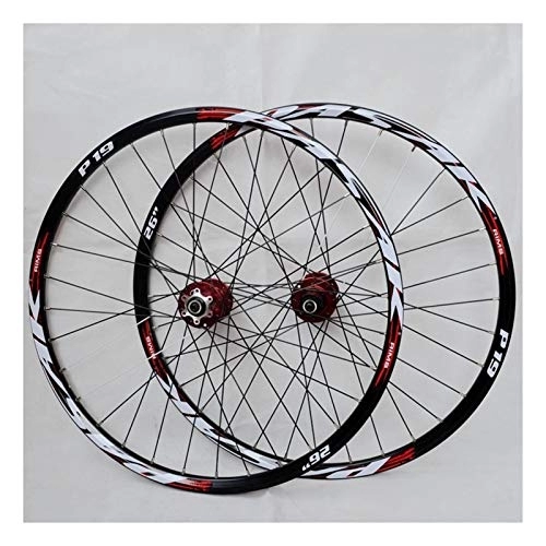 Mountain Bike Wheel : Oksmsa Disc Brake mountain bicycle wheels 26'' 27.5" 29" Alloy Rim Cassette Hub Sealed Bearing QR MTB Bike Wheelset 32Holes 7-11 Speed (Color : Red, Size : 29inch)