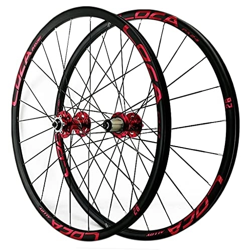 Mountain Bike Wheel : Oksmsa Mountain Bike Wheelset 26" / 27.5" / 29", Disc Brake Bike Wheels For 7-12 Speed Cassette, Bicycle Wheels Quick Release MTB Wheelset 24 Holes (Color : Red 2, Size : 29in)