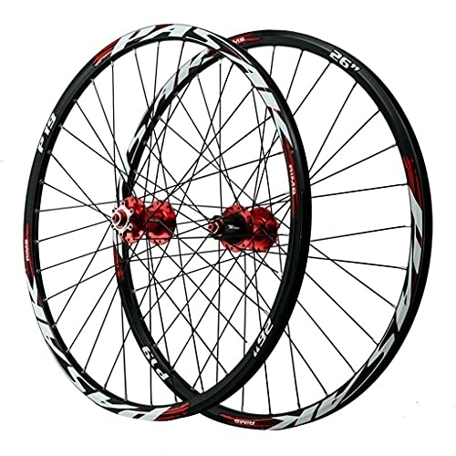 Mountain Bike Wheel : OPARIA 26 / 27.5 / 29 Inch Bicycle Wheelset Mountain Bike Front and Rear Wheels Quick Release Double Walled Aluminum Alloy Rim 7 8 9 10 11 12 Speed (Color : Red, Size : 27.5in)
