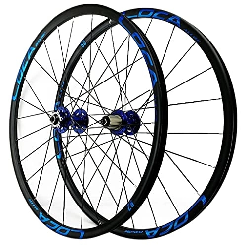 Mountain Bike Wheel : OPARIA 26 / 27.5 / 29 Inch Mountain Bike Wheelset 24 Holes Disc Brake Bicycle Front and Rear Rims Ultralight Alloy MTB Wheels Quickly Release 8 9 10 11 12 Speed (Color : Blue, Size : 27.5in)