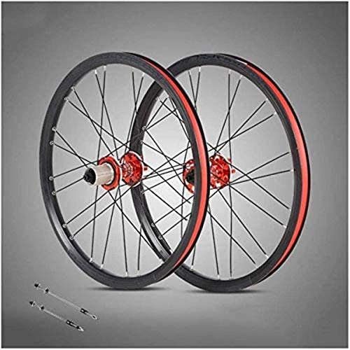 Mountain Bike Wheel : OYY Manufacture Wheels 20 inch mountain bike wheelset, 24 hole double-walled rims hybrid quick release disc brake aluminum alloy bicycle wheels 8 / 9 / 10 / 11 speed (Color : A)