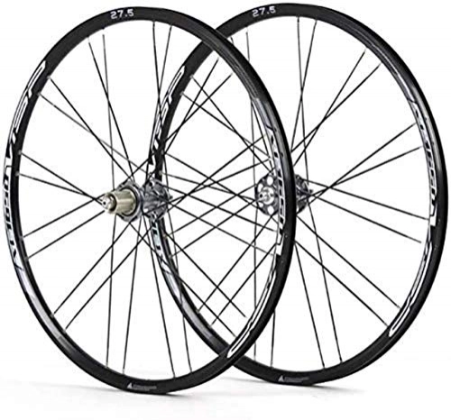 Mountain Bike Wheel : OYY Manufacture Wheels 27.5 inch bicycle wheelset, ultralight rim double-walled aluminum alloy cycling wheels disc brake Fast release mountain bike rims 8-11 speed (Color : Silver)