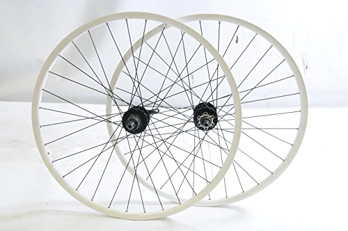 Mountain Bike Wheel : PAIR 26” MOUNTAIN BIKE MTB WHEELS WHITE RIM (559x19) 8 or 9 SPEED CASSETTE, DISC BRAKE BIKE WHEELS LOW SALE PRICE