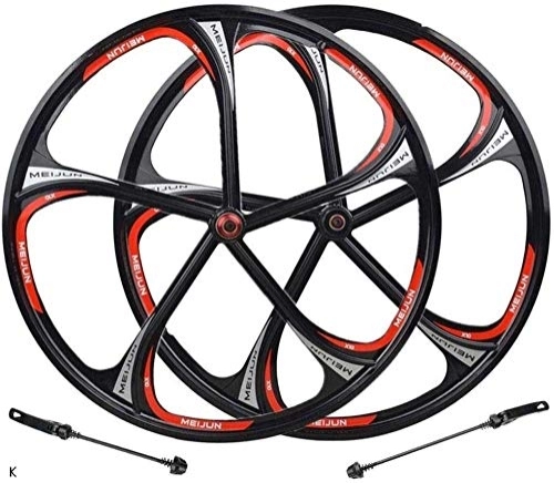 Mountain Bike Wheel : Pair Of Bicycle Wheels 26 Inch Rim Alloy Magnesium MTB Bicycle Wheel Front Rear Release Fast 8-10 Speeds Brake Disc, Blackwheelset