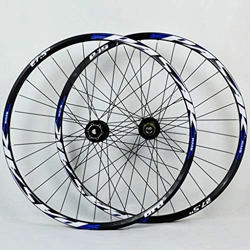 Mountain Bike Wheel : PASAK Mountain Bike Wheel Set 26" / 27.5" / 29" 32-holes 4 Bearing Disc Brake 7-11 Speed Quick Release And 20 / 15 / 12 Barrel Shaft Dual Use Black Drum+Blue Trademark(A Pair Wheels)