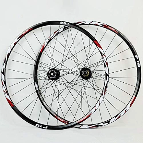 Mountain Bike Wheel : PASAK Mountain Bike Wheel Set 26" / 27.5" / 29" 32-holes 4 Bearing Disc Brake 7-11 Speed Quick Release And 20 / 15 / 12 Barrel Shaft Dual Use Black Drum+Red Trademark(A Pair Wheels)