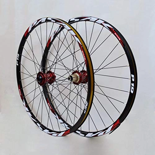 Mountain Bike Wheel : PASAK Mountain Bike Wheel Set 26" / 27.5" / 29" 32-holes 4 Bearing Disc Brake 7-11 Speed Quick Release And 20 / 15 / 12 Barrel Shaft Dual Use Red Drum+Red Trademark(A Pair Wheels) (Color : Red, Size : 29")