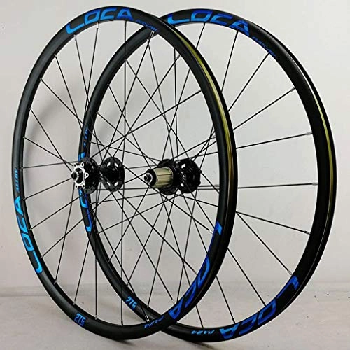 Mountain Bike Wheel : PASAK R35 Mountain Bike Quick Release Wheel Set 26" / 27.5" / 29" 24-holes 4 Bearing Disc Brake 7-12 Speed Six-claw Tower Base Black Drum+Blue Trademark(A Pair Wheels) (Color : Black+blue, Size : 27.5")
