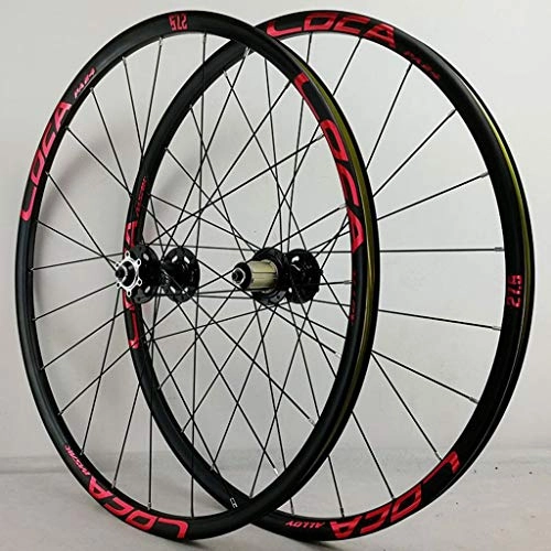 Mountain Bike Wheel : PASAK R35 Mountain Bike Quick Release Wheel Set 26" / 27.5" / 29" 24-holes 4 Bearing Disc Brake 7-12 Speed Six-claw Tower Base Black Drum+Red Trademark(A Pair Wheels) (Color : Black+red, Size : 29")