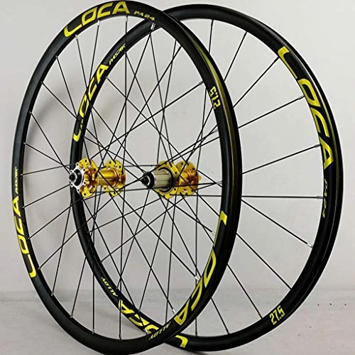 Mountain Bike Wheel : PASAK R35 Mountain Bike Quick Release Wheel Set 26" / 27.5" / 29" 24-holes 4 Bearing Disc Brake 7-12 Speed Six-claw Tower Base Gold Drum+Gold Trademark(A Pair Wheels) (Color : Gold, Size : 29")