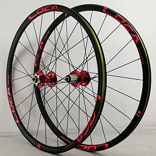 Mountain Bike Wheel : PASAK R35 Mountain Bike Quick Release Wheel Set 26" / 27.5" / 29" 24-holes 4 Bearing Disc Brake 7-12 Speed Six-claw Tower Base Red Drum+Red Trademark(A Pair Wheels) (Color : Red, Size : 29")