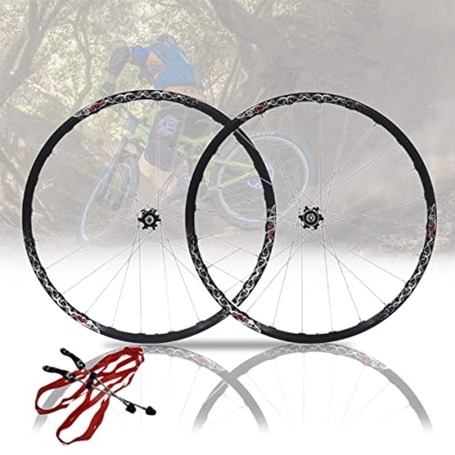 Mountain Bike Wheel : PHOCCO 26 Inch MTB Wheelset Quick Release Disc Brake Mountain Bike Bicycle Rims Aluminum Alloy Hubs Sealed Bearing Fit 7 / 8 / 9 / 10 Speed Cassette (Color : Black, Size : 26'')