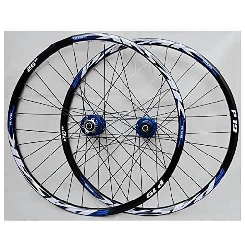 Mountain Bike Wheel : PHOCCO MTB Wheelset 26 / 27.5 / 29'' Disc Brake Mountain Bike Wheel Double Layer Alloy Rim Sealed Bearing QR 32H Hub For 7 / 8 / 9 / 10 / 11 Speed Cassette (Color : Blue, Size : 27.5in)