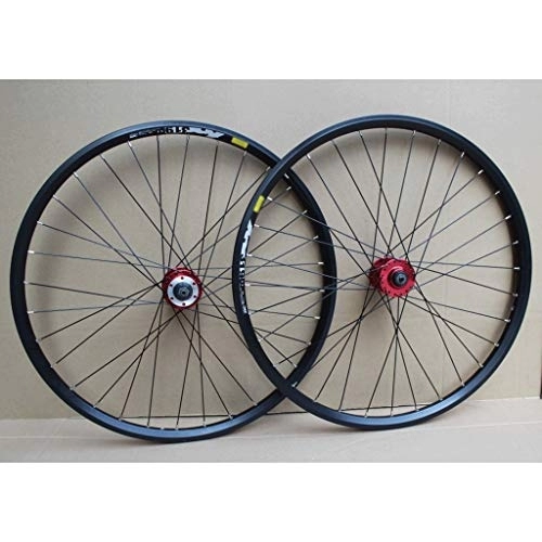 Mountain Bike Wheel : PingPai 24 Inch MTB Bike Wheelset Disc / Rim Brake Bicycle Wheel 32H Double Layer Rim For 8 / 9 / 10 Speed 2000G (Color : Red) (Red)